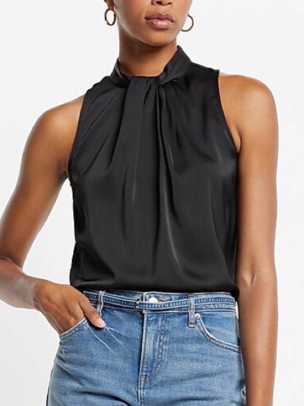 Express Satin Twist Halter Neck Tank